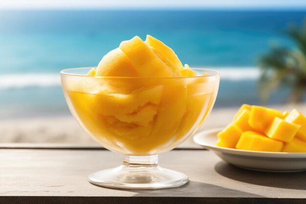 Sorbete de mango en coco