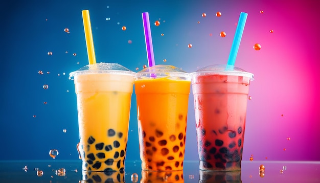 Sorbo de colores Increíble trago de té de burbujas Boba Tea