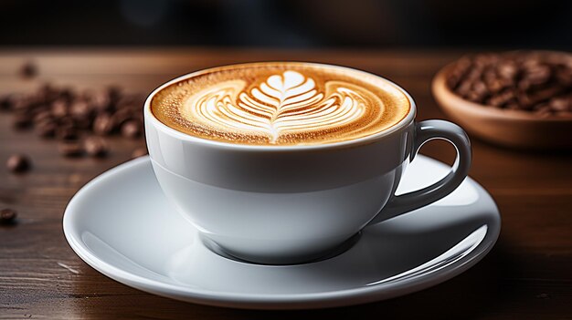 Foto un sorbo de una taza de café latte de elegancia aislada sobre un fondo blanco