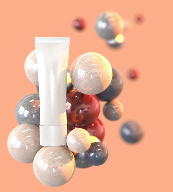 soro creme cosmético, essência uv. renderização 3D.