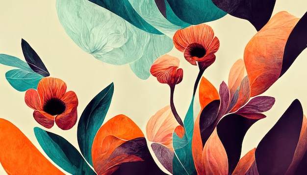 Sorprendente ilustración de fondo de papel tapiz orgánico floral abstracto19 Ai generativo