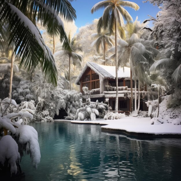 Foto una sorprendente nevada convierte una escapada tropical en un paraíso invernal