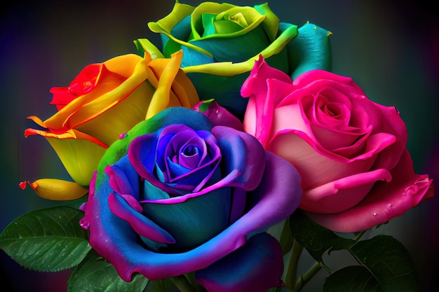 Sorprendentes rosas multicolores