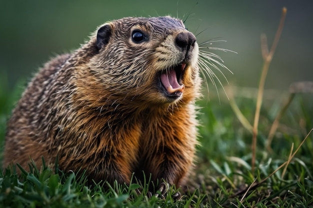 Sorpresa de la marmota en su hábitat natural