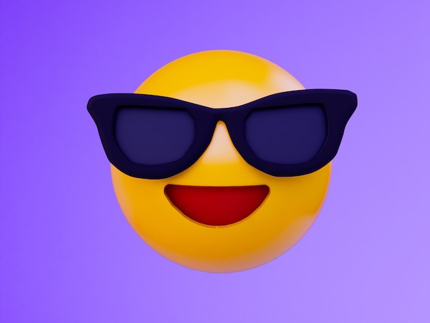 Sorria emoji bola amarela. 3d rendem o fundo