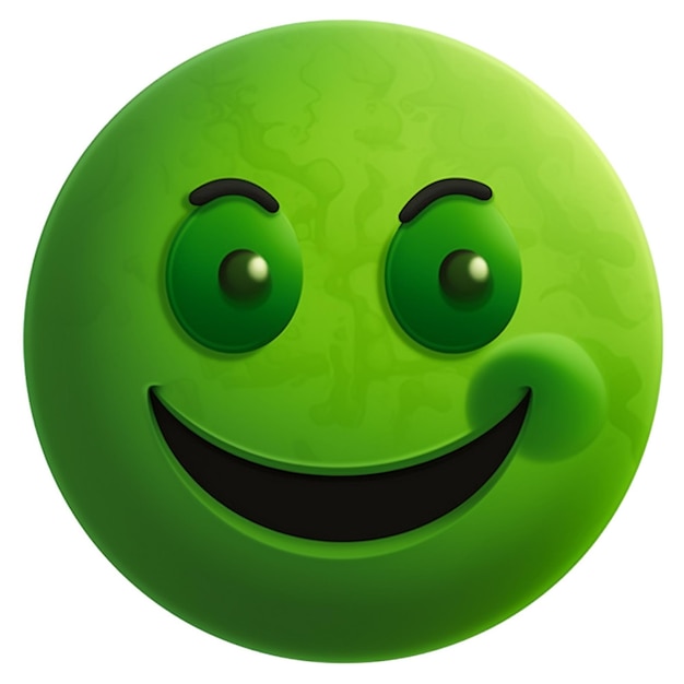 Foto sorridente emocion verde com olhos pretos e um sorriso verde generativo ai