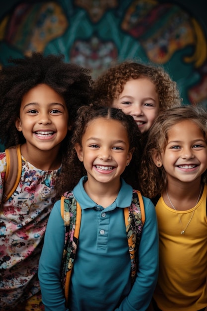 Sorrindo crianças felizes em idade escolar