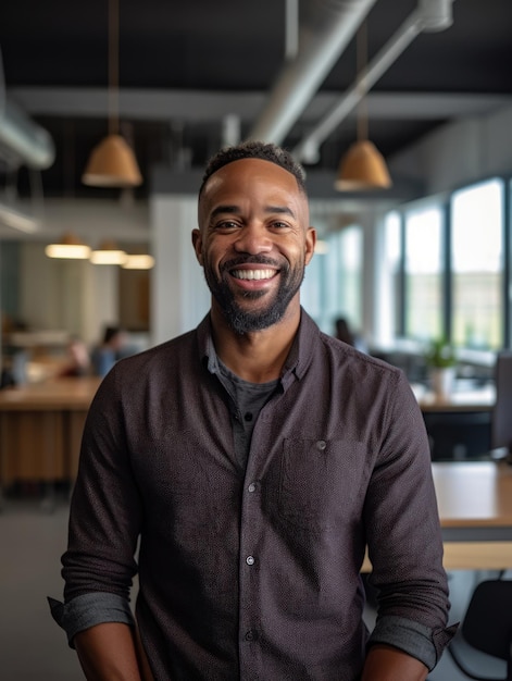 Foto sorrindo feliz homem afro-americano olhando para a câmera