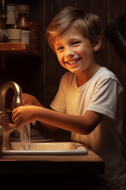 sorrindo_menino_de_9_anos_lavando_suas_mãos_em_casa