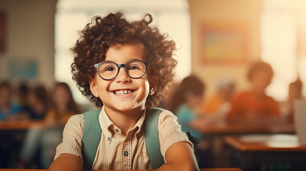 Sorrindo menino latino-americano na escola