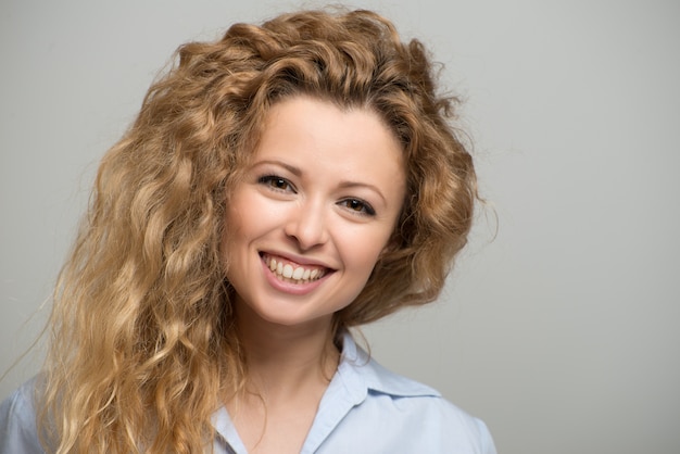 Sorrindo, mulher feliz, retrato