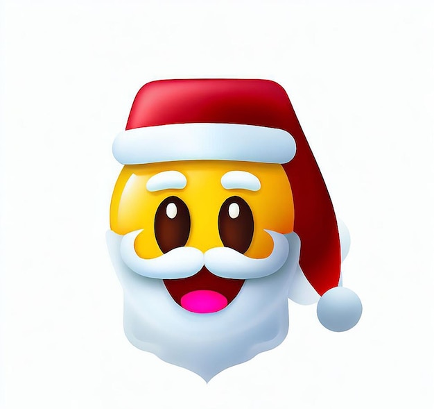 Foto sorrindo papai noel ícone emoji ilustração imagem em fundo branco smiley