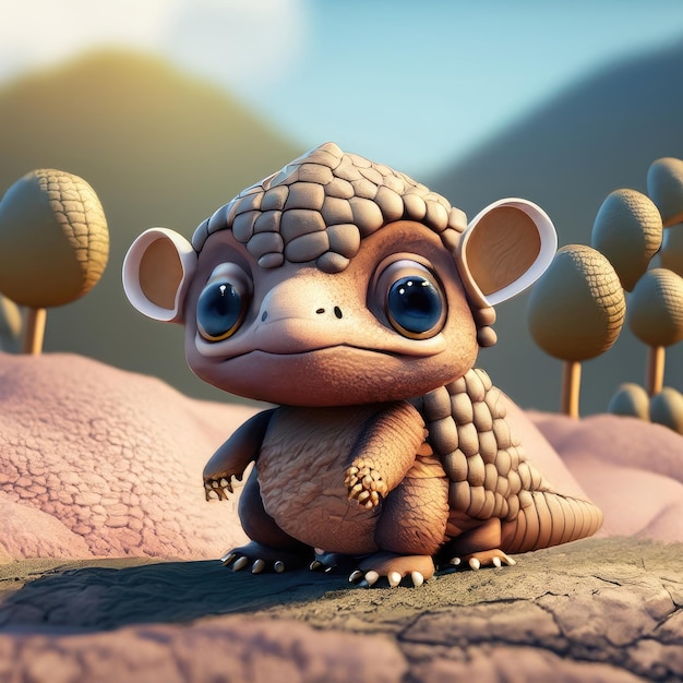 Sorriso bonito Armadillo personagem 3d