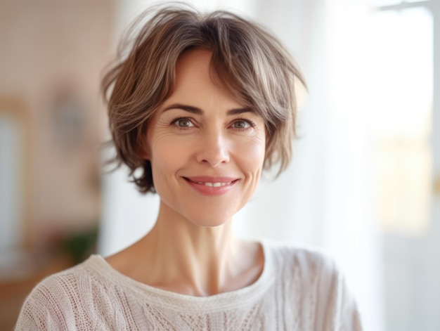 Sorriso bonito das mulheres de meia idade