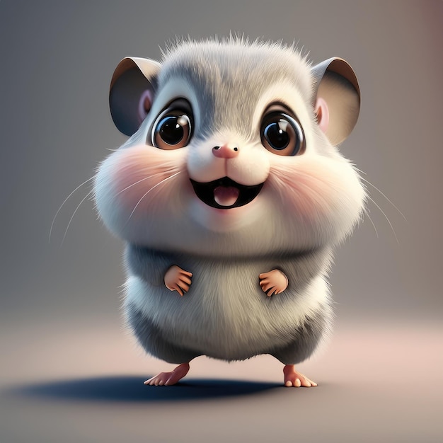 sorriso bonito personagem hamster 3d