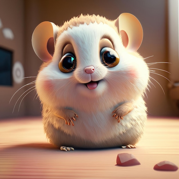 sorriso bonito personagem hamster 3d