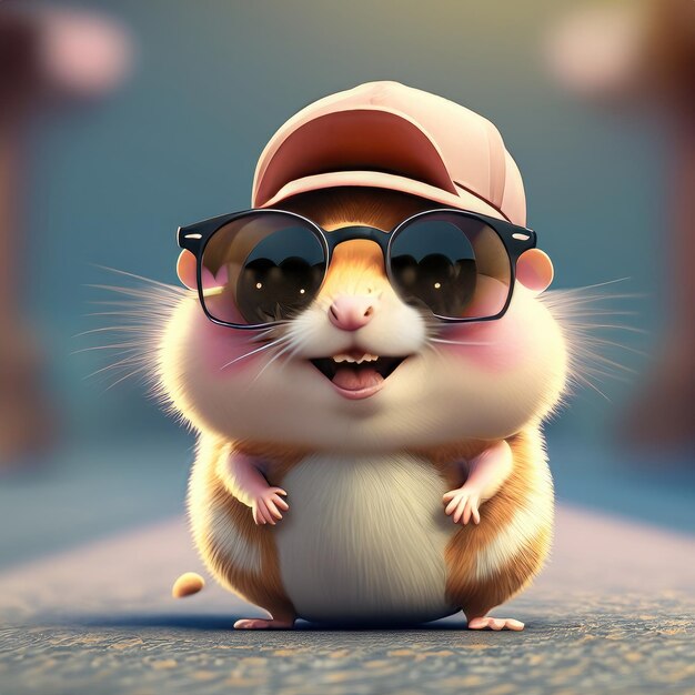 sorriso bonito personagem hamster 3d