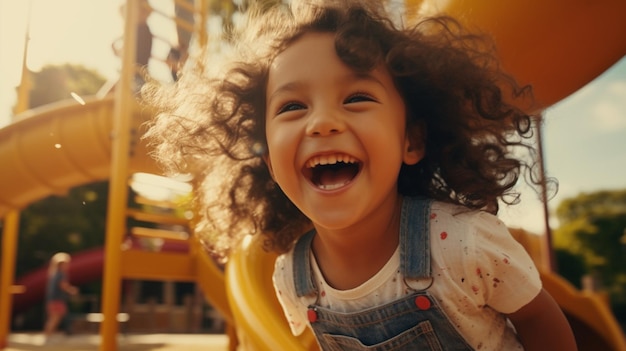 Foto sorriso bonito saltando crianças diversas jogando imagem de parque arte gerada por ia