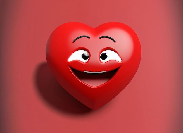 Sorriso coração vermelho em fundo vermelho Dia Mundial do Sorriso