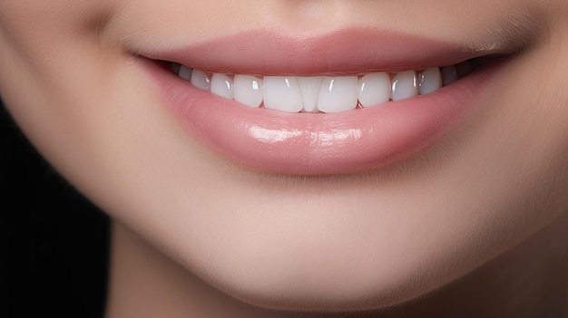 Sorriso fresco de mulher com dentes saudáveis fecha imagem conceitualAtendimento odontológico conceito de odontologia