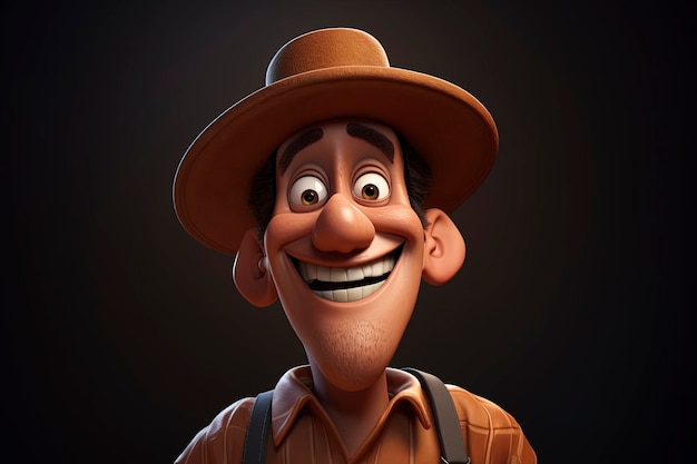 sorriso personagem renderização 3d estilo pixar 3d