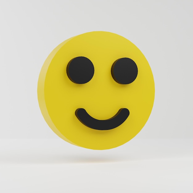 sorriso rosto emoticon 3d, mostra emoção para reação positiva, renderização em 3d
