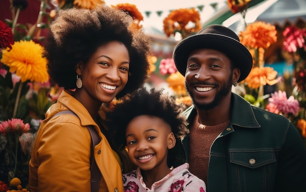 Sorrisos Radiantes Belos Retrato de Família Afro-Americana Inteligência Artificial Generativa