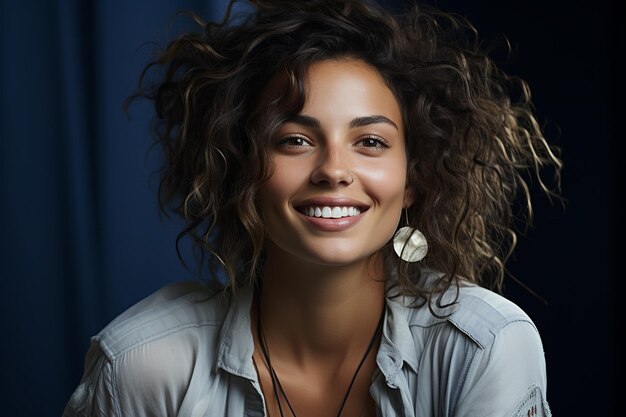 Sorrisos radiantes Mulher jovem com dreadlocks em fundo isolado Expressão alegre e individualidade brilhando através de charme cativante e vibrações positivas Generative Ai