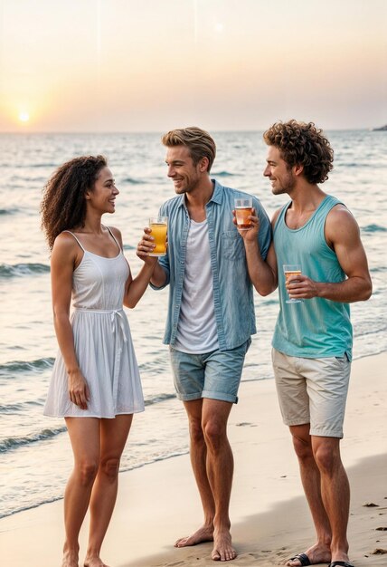 Los sorrisos y sorrisos en la orilla del mar