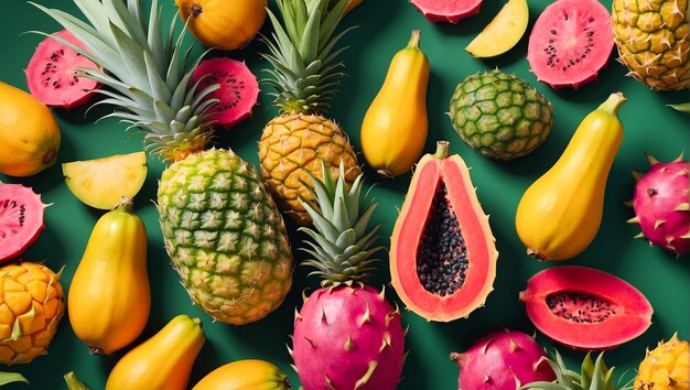 Foto sorte de frutas tropicais vibrantes do verão