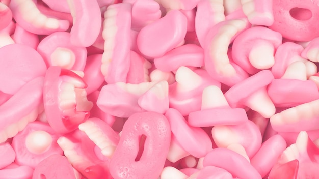 Foto sortierte gummiartige bonbons draufsicht geleebonbons