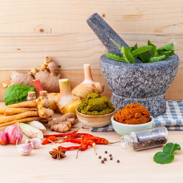 Sortiment von Zutaten kochen und einfügen.