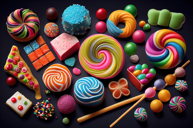 Sortimento de doces e doces festivos coloridos Generative Ai