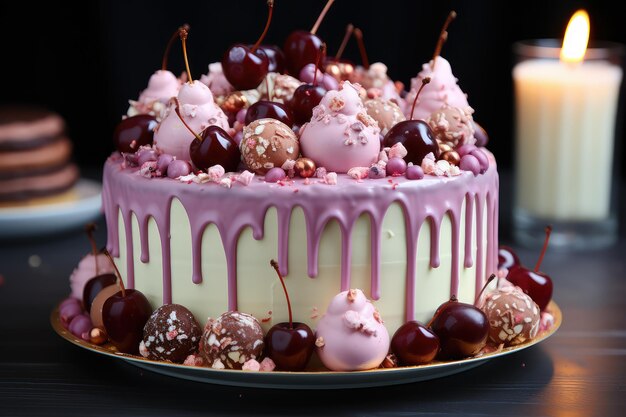 sorvete bolo gotejamento de cor pastel publicidade profissional fotografia de alimentos