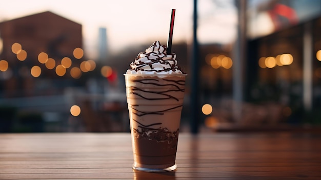 Foto sorvete de chocolate em cima da mesa