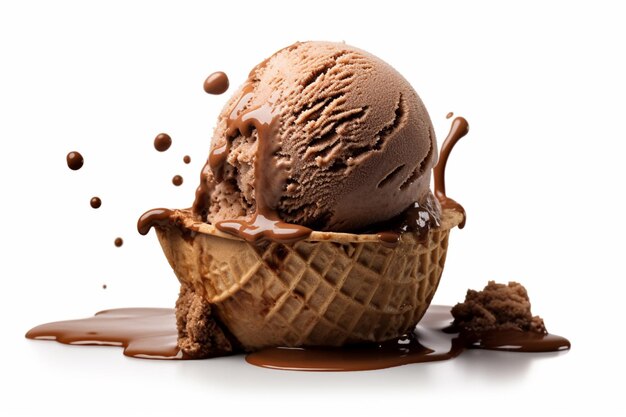 sorvete de chocolate fundo branco