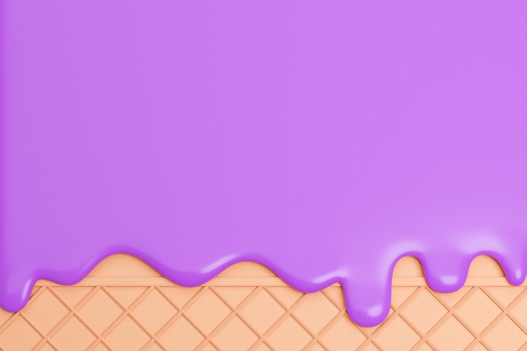 Sorvete de mirtilo derretido em Wafer Background., modelo 3d e ilustração.