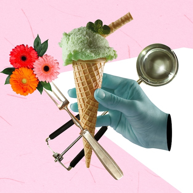 Foto sorvete de sobremesa colagem colorida