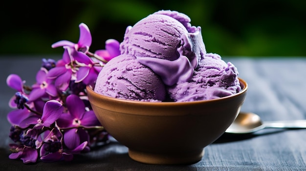 sorvete roxo ube em uma fusão filipina de moda