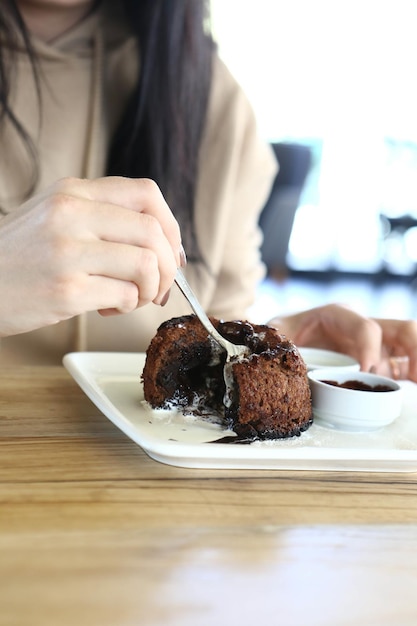 Soufflé de chocolate con helado