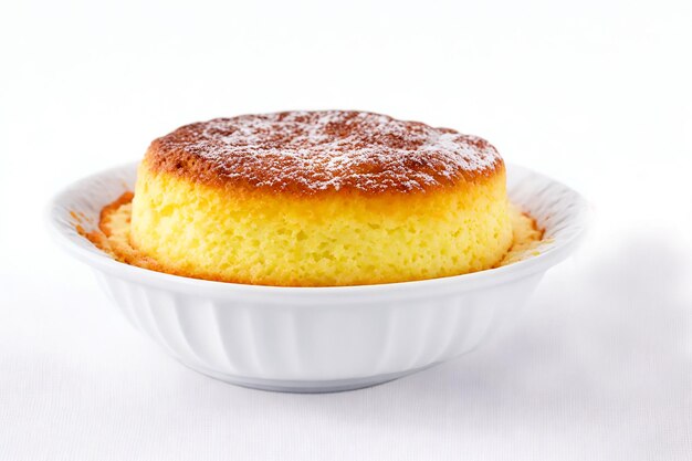 Souffle de comida francesa sobre un fondo blanco