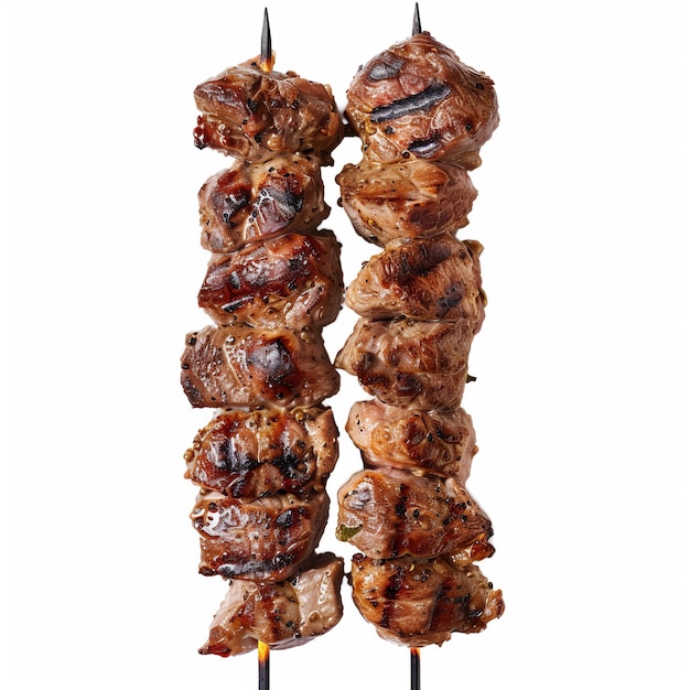 Soummy Grilled Meat Skewers isoliert auf weißem Hintergrund