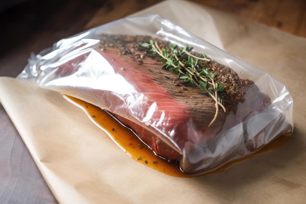 Sousvide-Flanksteak, saftig und perfekt zubereitet im Vakuumbeutel mit generativer KI