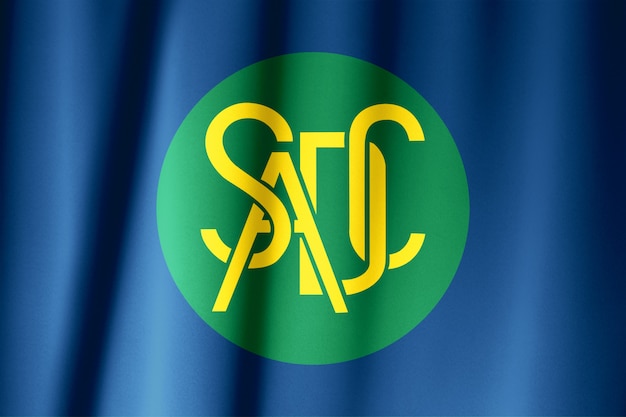 Southern African Development Community oder SADC Flag Muster auf Stoff Textur