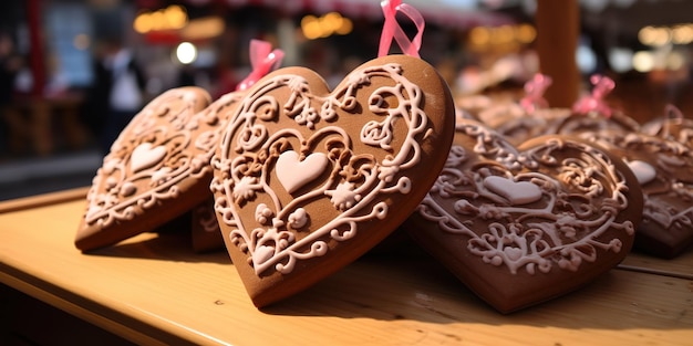 Souvenir en el Oktoberfest en Múnich corazón de pan de jengibre