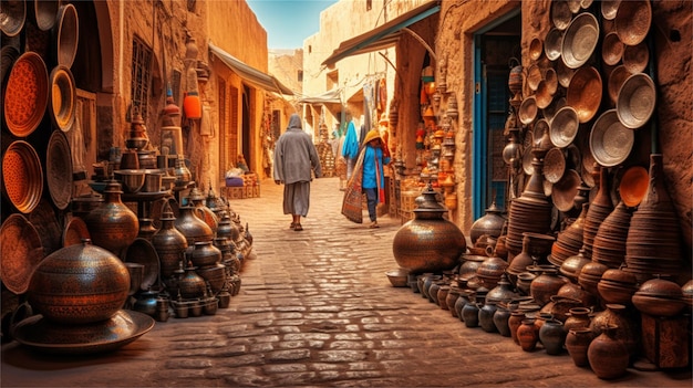 Souvenirs y recuerdos en el zoco de Fez, Marruecos