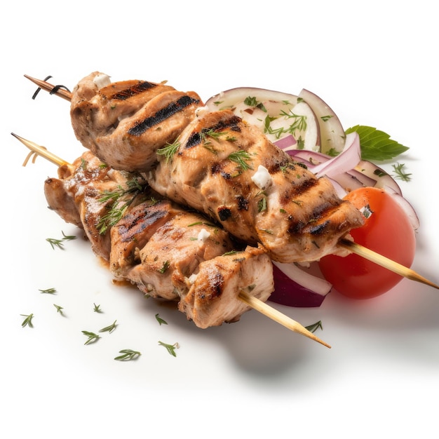 Souvlaki isoliert auf weißem Generativer KI