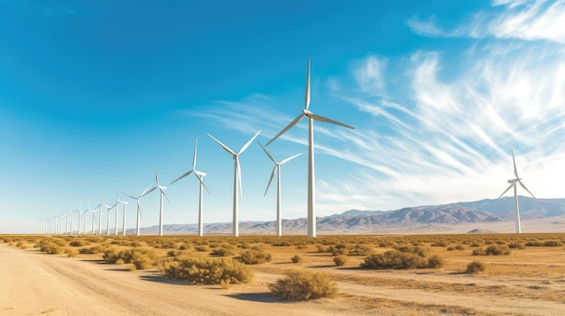 Soweit das Auge reicht, zeugt ein mit Windkraftanlagen geschmücktes Feld vom Potenzial erneuerbarer Energien, die durch KI erzeugt werden