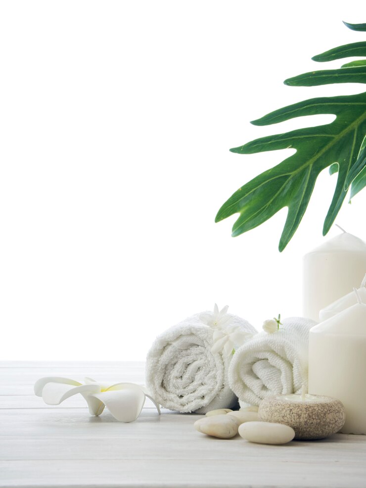 Spa configuração em fundo branco de madeira