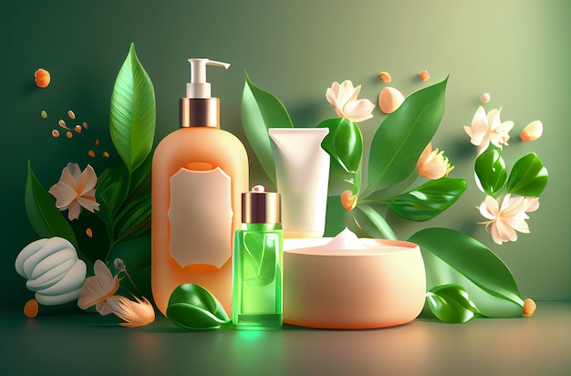 Spa Kosmetik Blumen und Steine schönes Konzept Generative AI